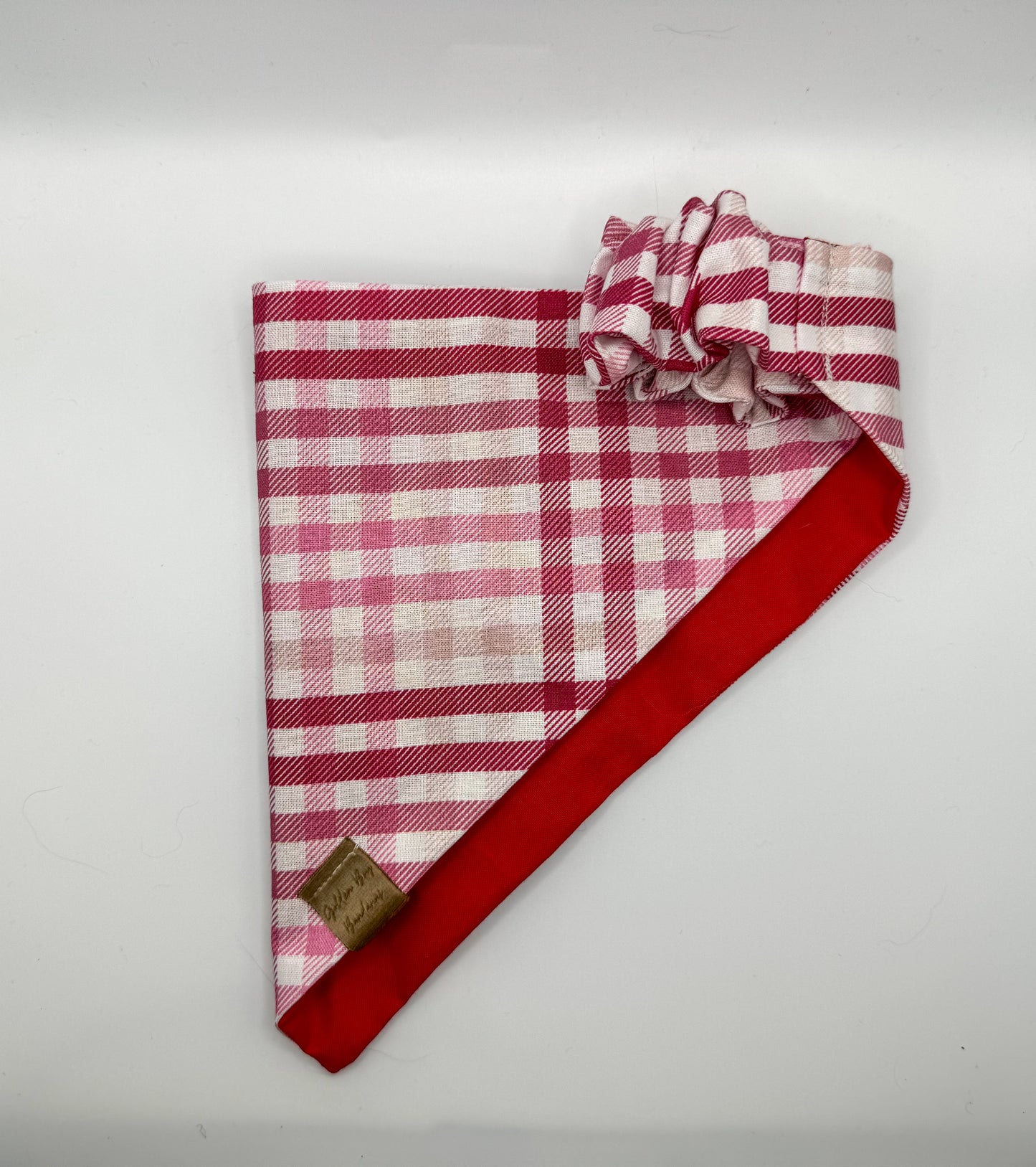 Valentines Pink Plaid Scrunchie Bandana