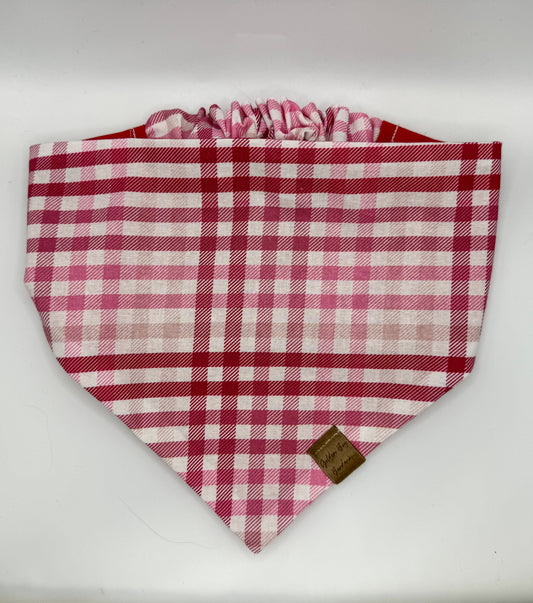 Valentines Pink Plaid Scrunchie Bandana