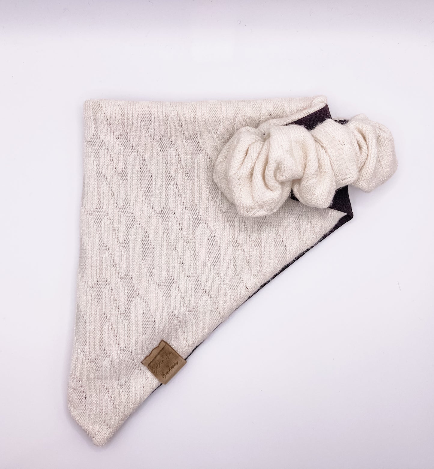 White Cableknit Scrunchie Bandana