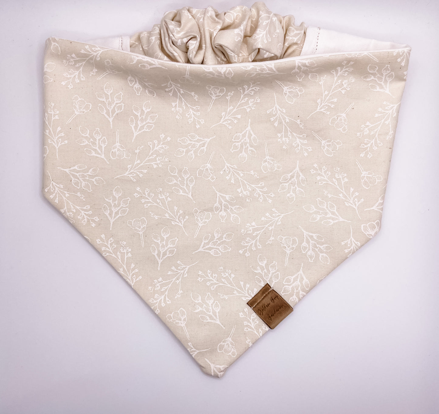 Neutral Floral Scrunchie Bandana