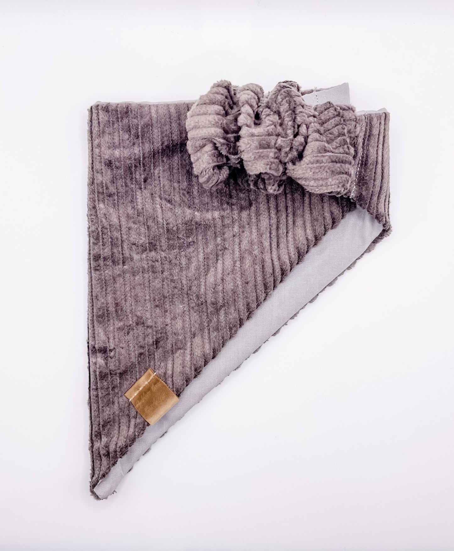 Grey Corduroy Scrunchie Bandana