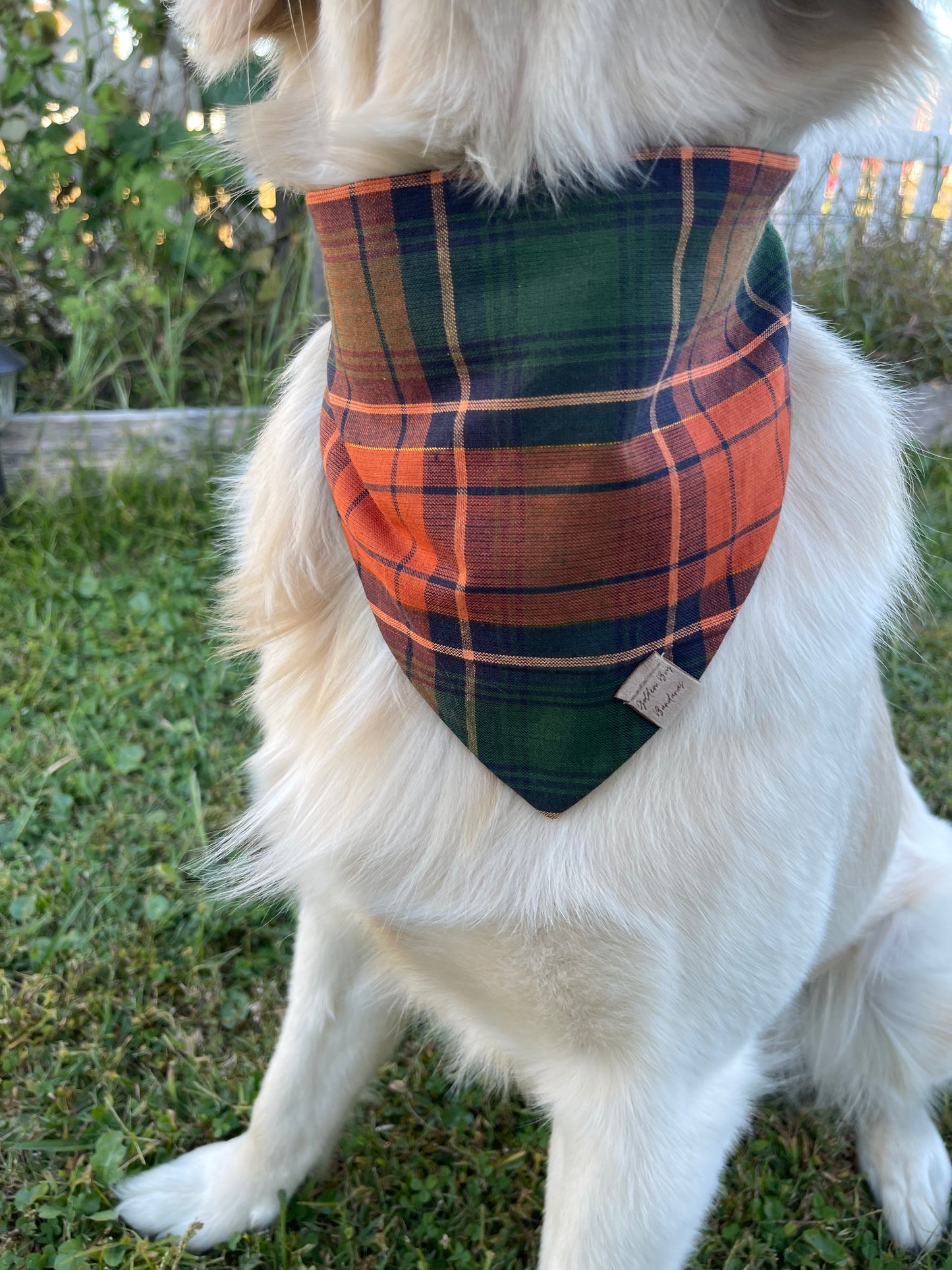 Green and Orange Fall Scrunchie Bandana