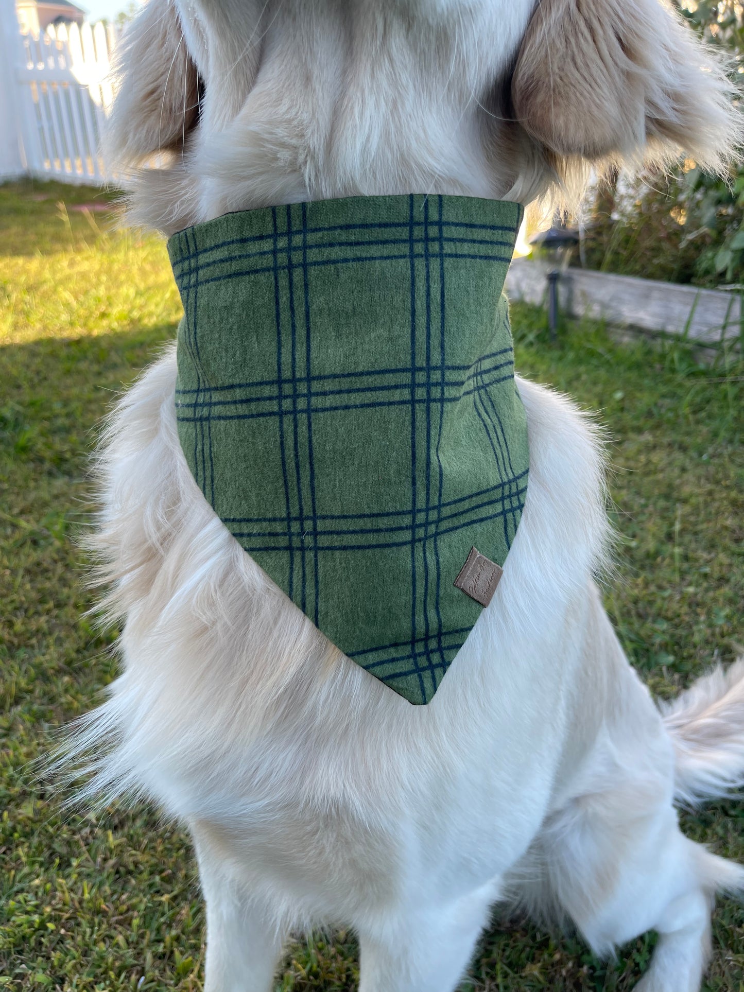 Cozy Green Flannel Scrunchie Bandana