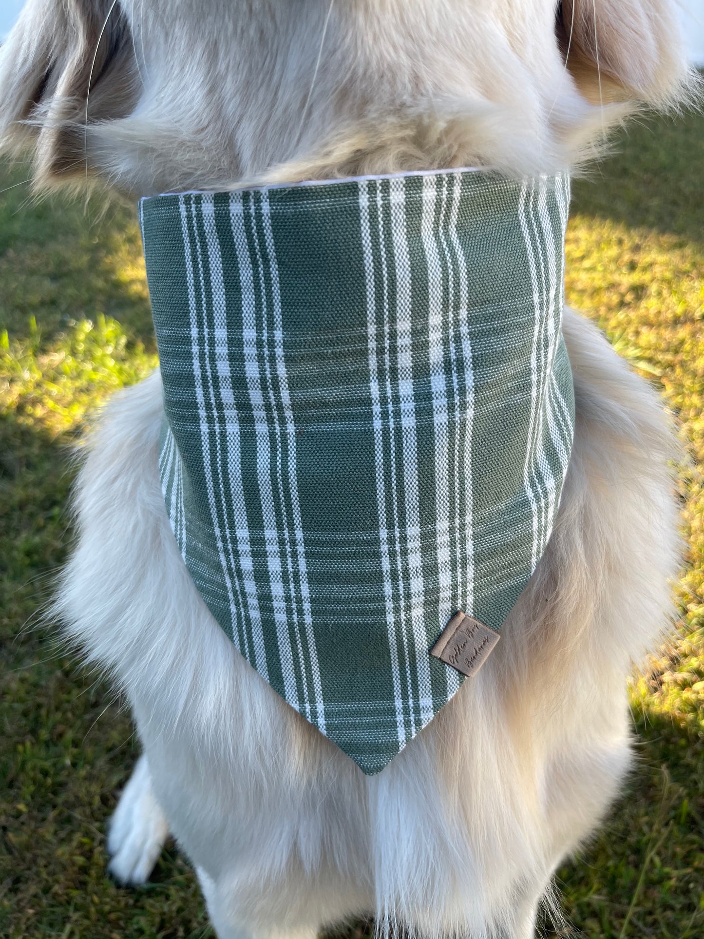 Light Green Plaid Scrunchie Bandana