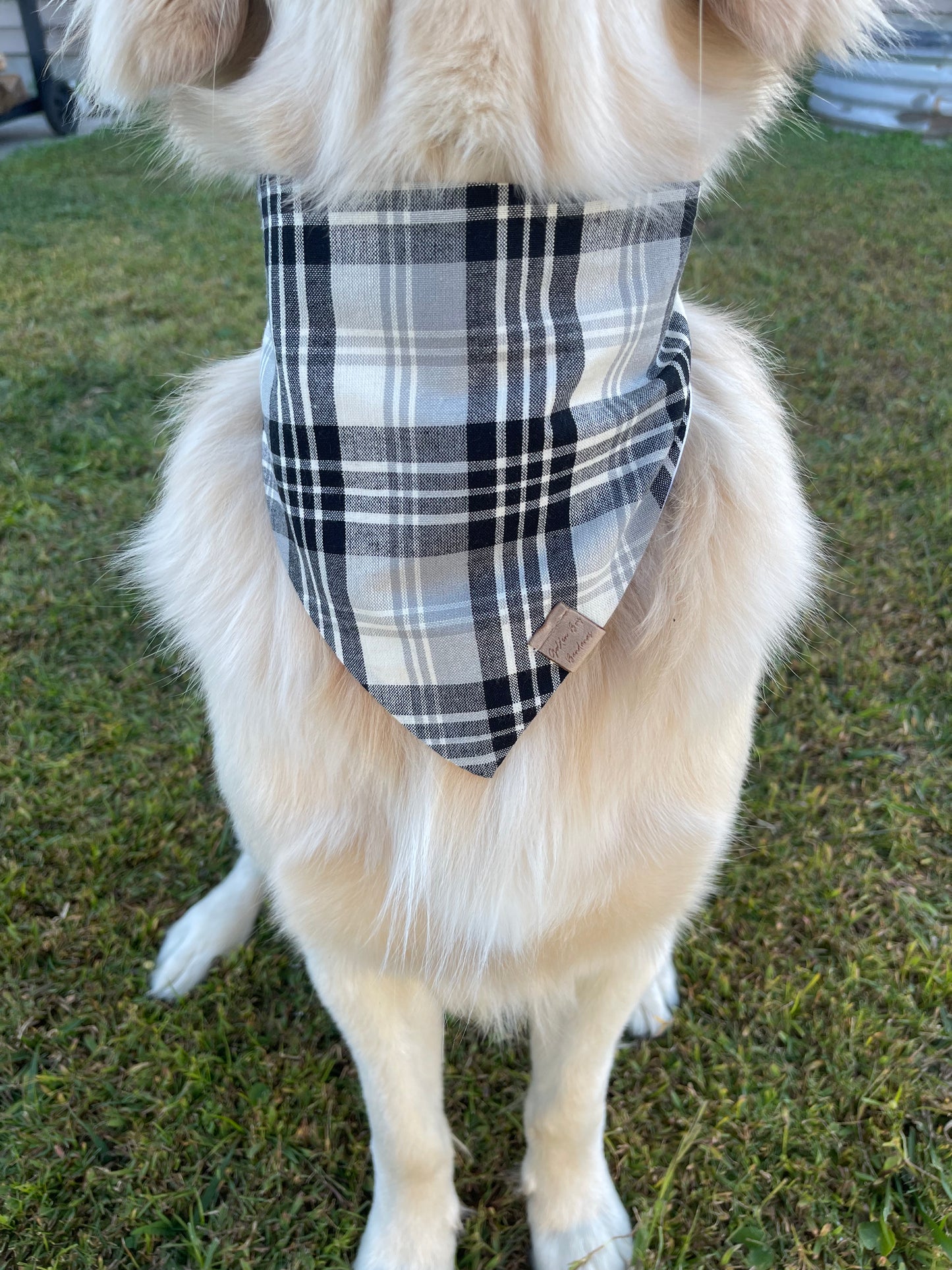 Black and White Plaid Scrunchie Bandana