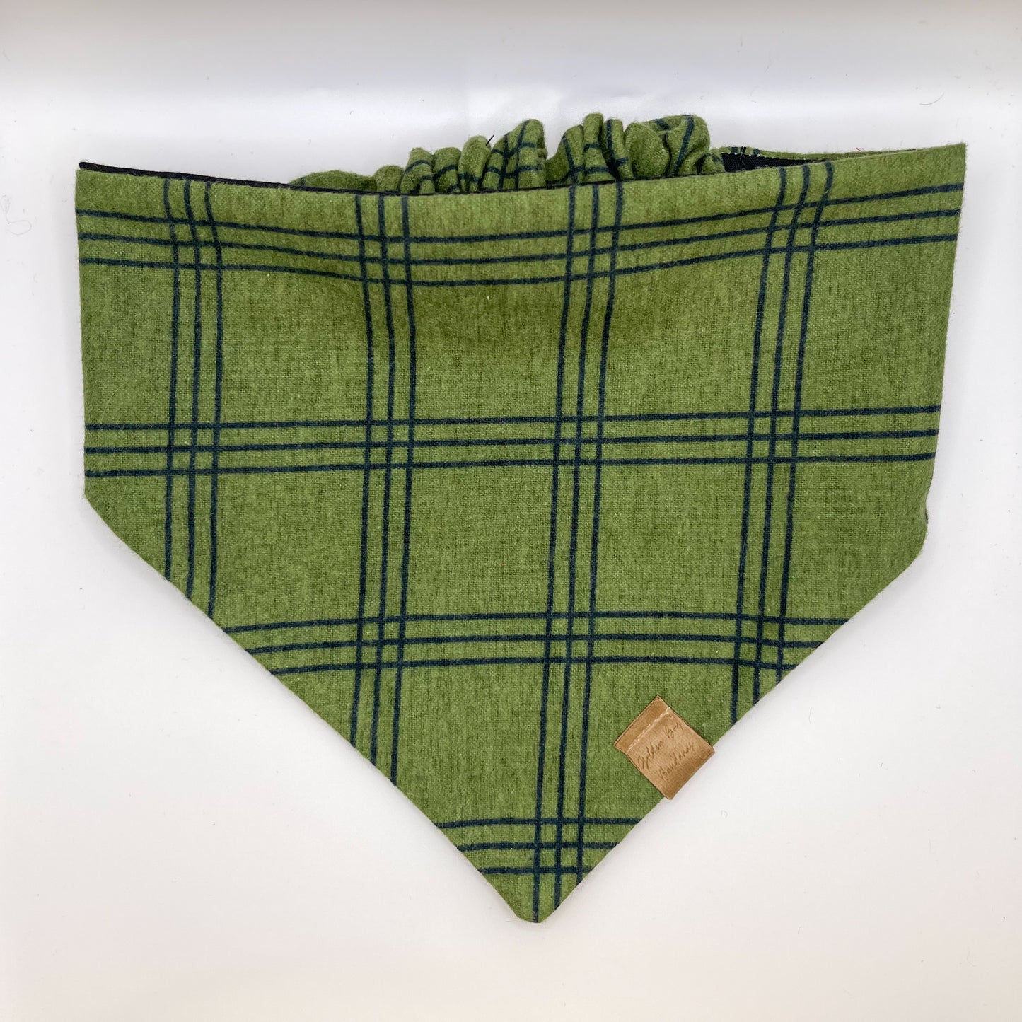 Cozy Green Flannel Scrunchie Bandana