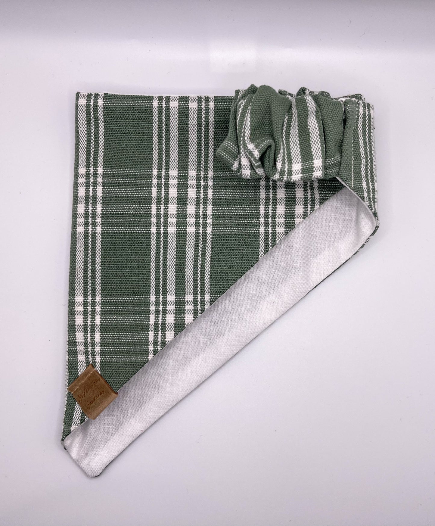 Light Green Plaid Scrunchie Bandana