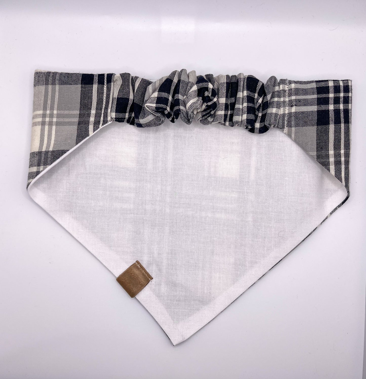 Black and White Plaid Scrunchie Bandana