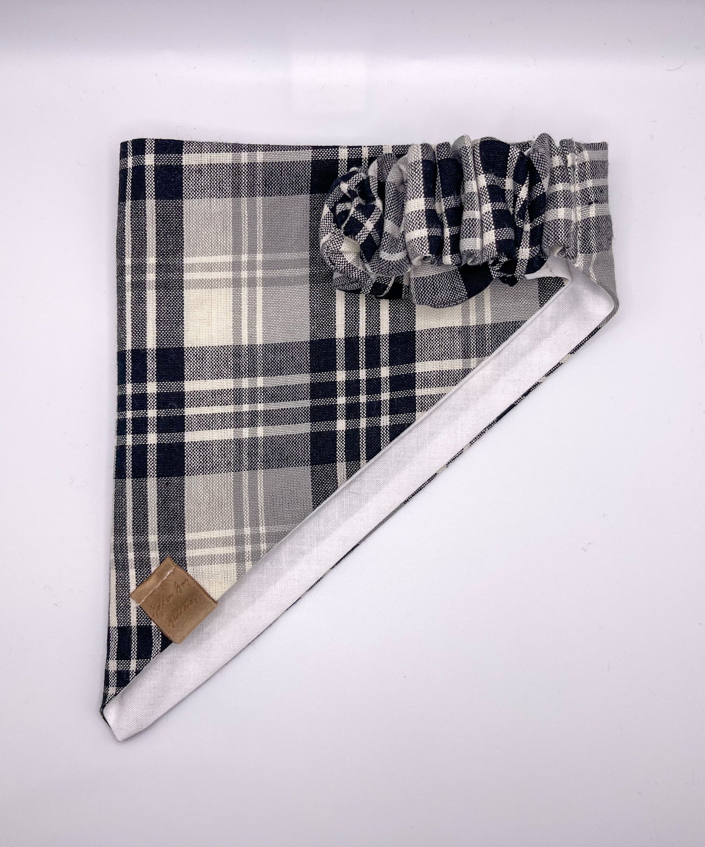 Black and White Plaid Scrunchie Bandana